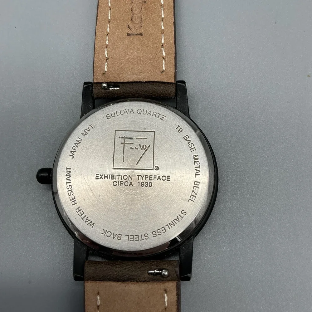 Bulova Frank Lloyd Mens Watch 35mm Black Case Leather Strap New Battery